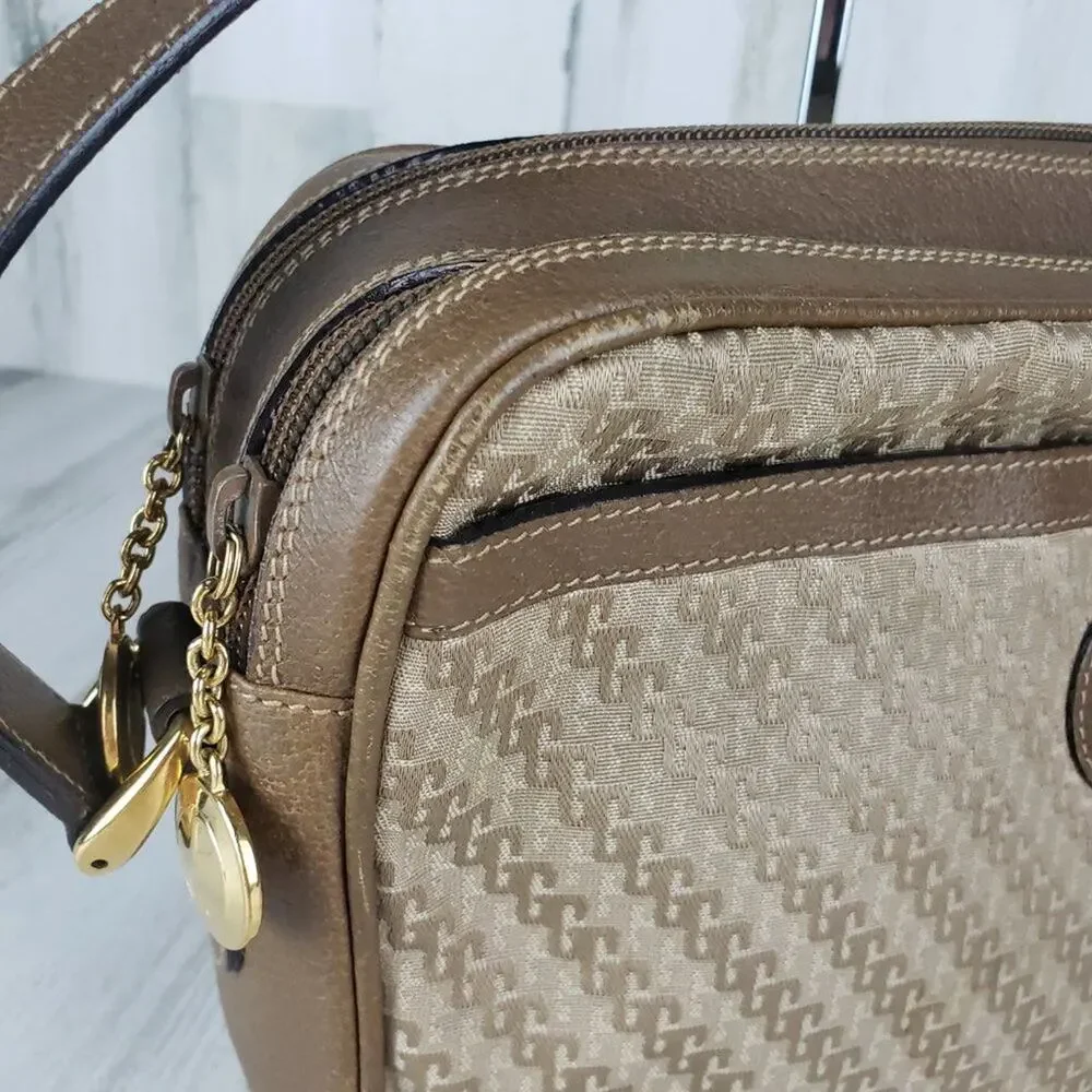 Gucci Brown Canvas Jacquard & Leather Shoulder Bag Retro Print Camera Bag